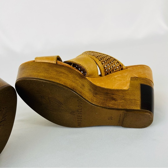 Musse & Cloud Woven Suede Leather Wedge Mule Camel Tan Brown Size 36 US 5.5-6 - Picture 5 of 16